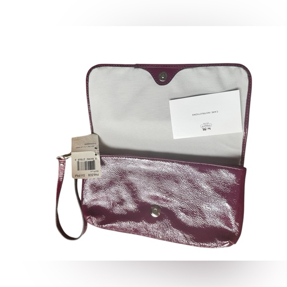 Coach Dark Plum Large Patent Leather Wristlet - Picture 7 of 11